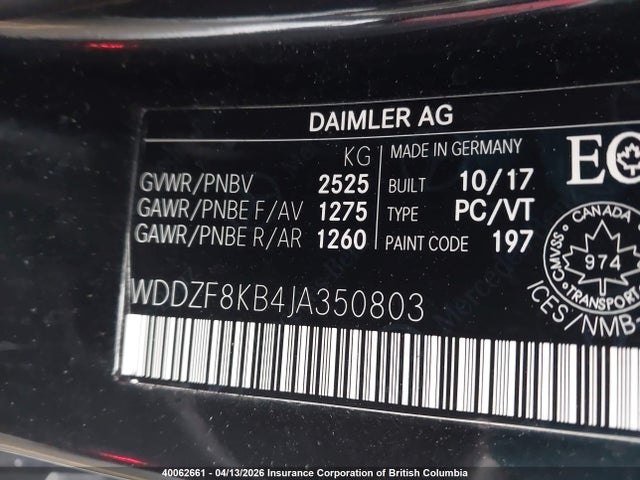 WDDZF8KB4JA350803 Mercedes-Benz E 63 AMG-S