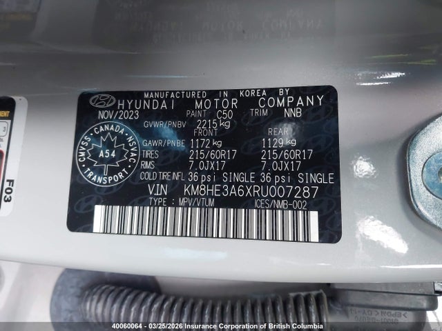 Продаж на аукціоні авто 2024 Hyundai Kona Limited, vin: KM8HE3A6XRU007287, номер лоту: 40060064
