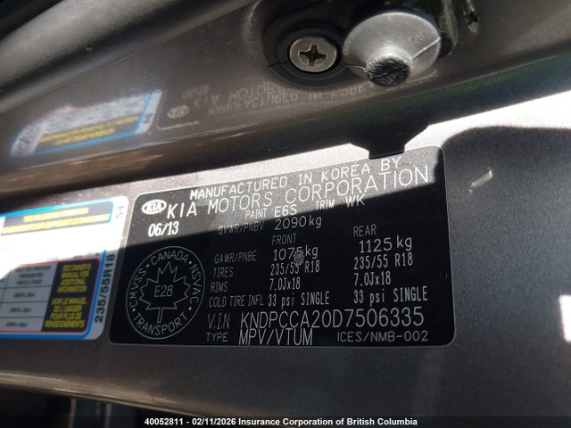 Продажа на аукционе авто 2013 Kia Sportage Ex, vin: KNDPCCA20D7506335, номер лота: 40052811