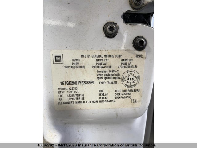 Aukcja sprzedaży 2000 Gmc Sierra 2500 Sl/sle/slt, vin: 1GTGK29U1YE288569, numer aukcji: 40062762