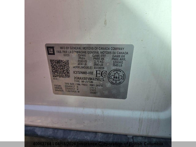 2GNAXSEV8K6250121 Chevrolet EQUINOX LS