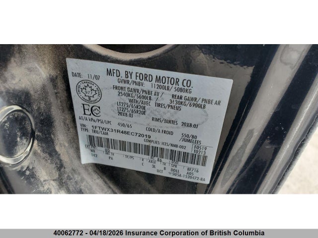 Продажа на аукционе авто 2008 Ford F350, vin: 1FTWX31R48EC72019, номер лота: 40062772