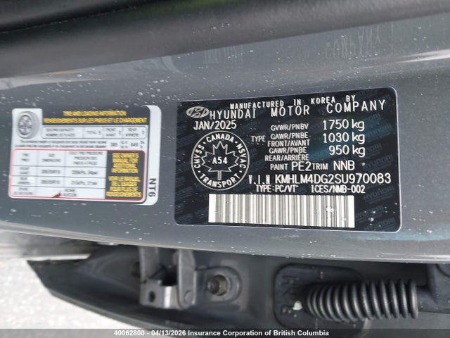 Продаж на аукціоні авто 2025 Hyundai Elantra Sel Sport, vin: KMHLM4DG2SU970083, номер лоту: 40062800