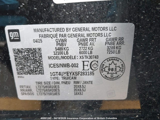 1GT4UYEYXSF283185 GMC Sierra K3500 Denali Ultimate