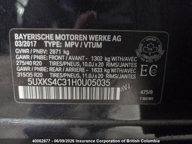 5UXKS4C31H0U05035 BMW X5