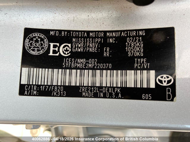Toyota COROLLA LE 2021 5YFBPMBE2MP220370 Image 15