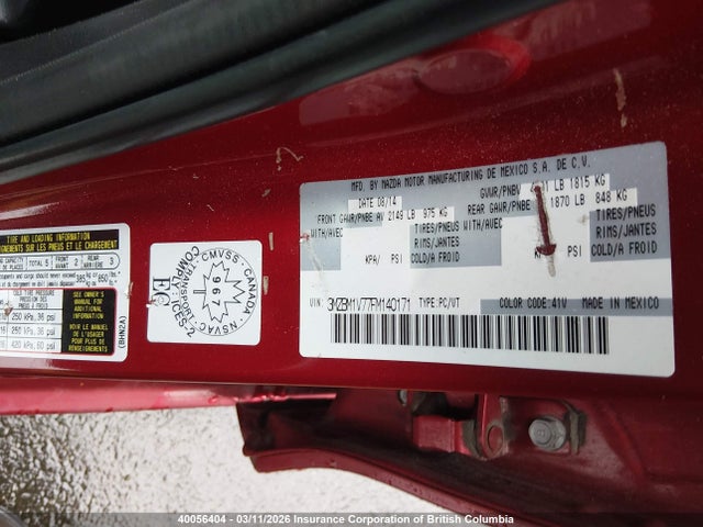 3MZBM1V77FM140171 Mazda 3 TOURING