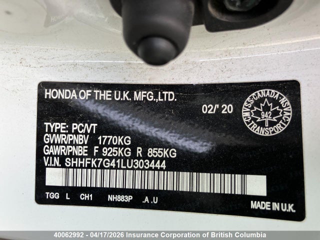 SHHFK7G41LU303444 Honda Civic