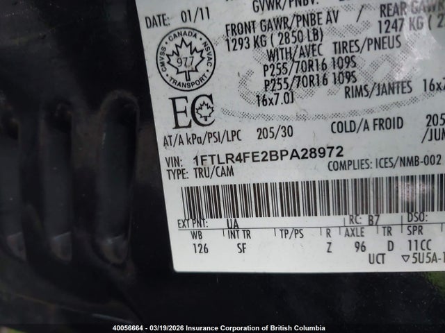 2011 Ford Ranger Super Cab მანქანა იყიდება აუქციონზე, vin: 1FTLR4FE2BPA28972, აუქციონის ნომერი: 40056664