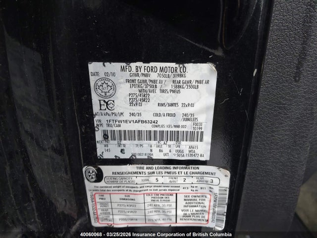 Продаж на аукціоні авто 2010 Ford F150 Supercrew, vin: 1FTFW1EV1AFB63242, номер лоту: 40060068