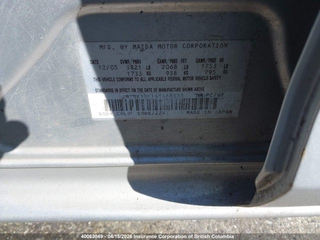 Продаж на аукціоні авто 2006 Mazda 3 I, vin: JM1BK12F161468333, номер лоту: 40063049