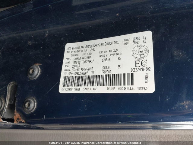 Продаж на аукціоні авто 2005 Dodge Ram 1500 St/slt, vin: 1D7HA16P95J599207, номер лоту: 40063101