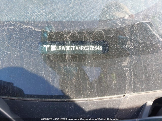 Продажа на аукционе авто 2024 Tesla Model 3, vin: LRW3E7FA4RC276648, номер лота: 40059428
