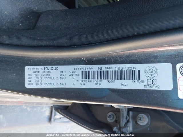 Aukcja sprzedaży 2020 Ram 1500 Rebel, vin: 1C6SRFLT0LN161759, numer aukcji: 40063143