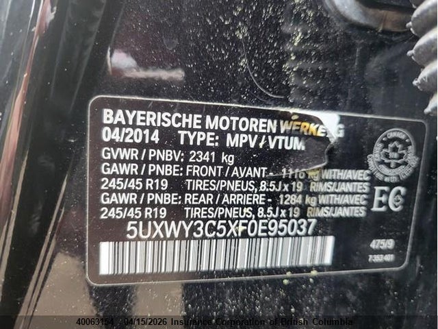 5UXWY3C5XF0E95037 BMW X3