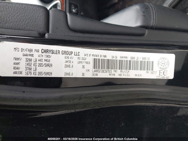 Aukcja sprzedaży 2011 Jeep Grand Cherokee Limited, vin: 1J4RR5GT2BC567915, numer aukcji: 40058201