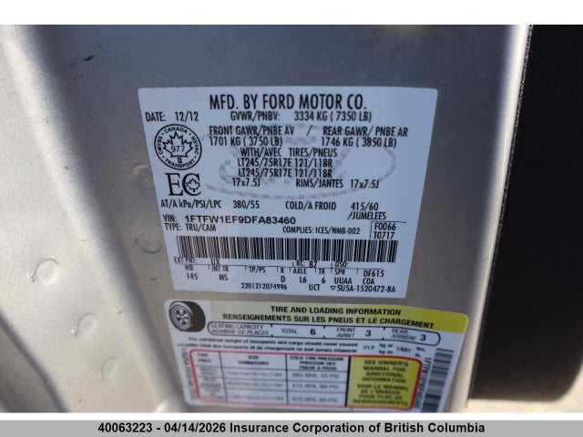 Aukcja sprzedaży 2013 Ford F150, vin: 1FTFW1EF9DFA83460, numer aukcji: 40063223