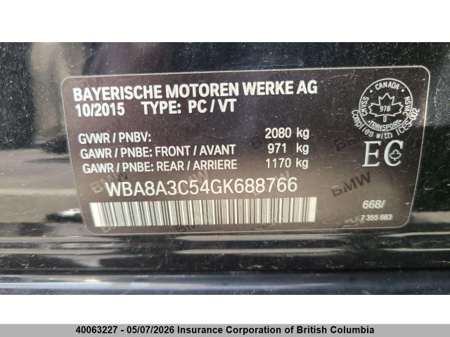 Продажа на аукционе авто 2016 Bmw 320i, vin: WBA8A3C54GK688766, номер лота: 40063227