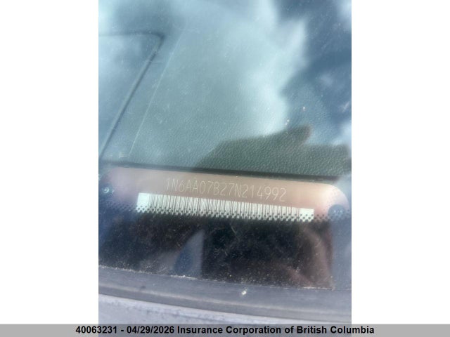 2007 Nissan Titan მანქანა იყიდება აუქციონზე, vin: 1N6AA07B27N214992, აუქციონის ნომერი: 40063231