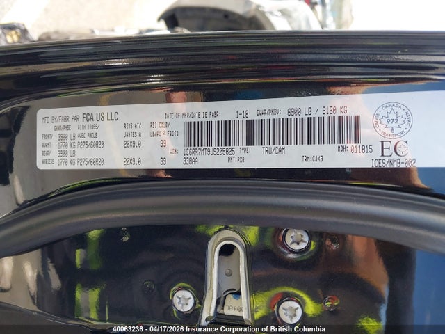 Продажа на аукционе авто 2018 Ram 1500 Sport, vin: 1C6RR7MT9JS205825, номер лота: 40063236