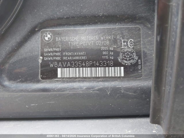 Aukcja sprzedaży 2008 Bmw 328 I, vin: WBAVA33548P143318, numer aukcji: 40061363