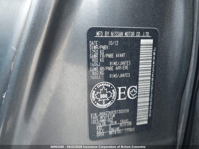 40063280 :رقم المزاد ، JN8AZ2KR2DT300858 vin ، 2013 Nissan Cube مزاد بيع