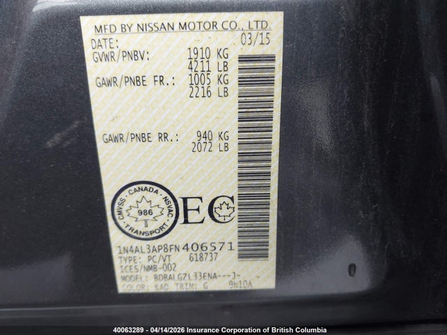 1N4AL3AP8FN406571 Nissan Altima 2.5/s/sv/sl