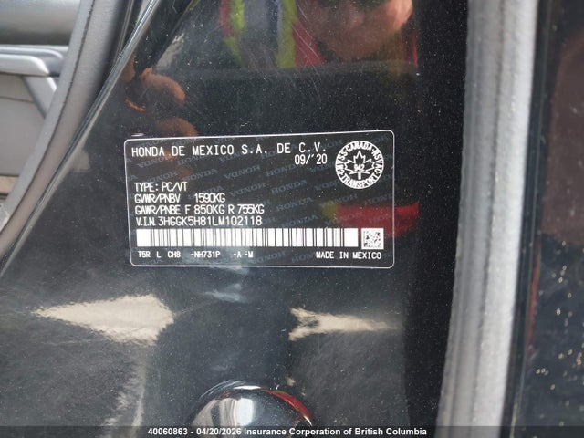 3HGGK5H81LM102118 Honda FIT EX