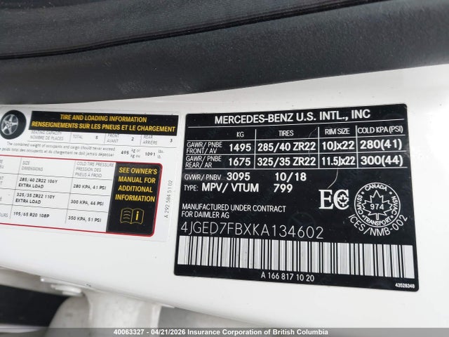 Продаж на аукціоні авто 2019 Mercedes-benz Amg Gle 63 S Coupe 4matic, vin: 4JGED7FBXKA134602, номер лоту: 40063327