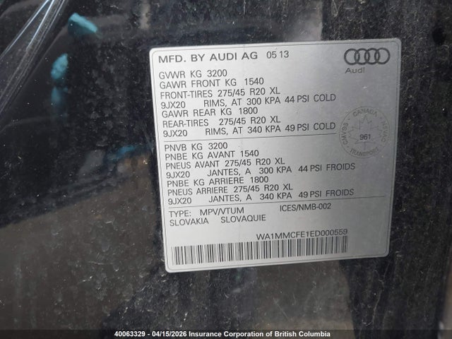 WA1MMCFE1ED000559 Audi Q7