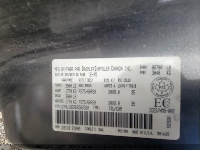 Продаж на аукціоні авто 2006 Dodge Ram 1500 St/slt, vin: 1D7HU18296S562520, номер лоту: 40063443