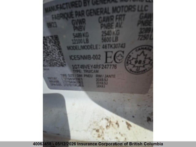 40063458 :رقم المزاد ، 1GT49VEY4RF247776 vin ، 2024 Gmc Sierra K3500 At4 مزاد بيع