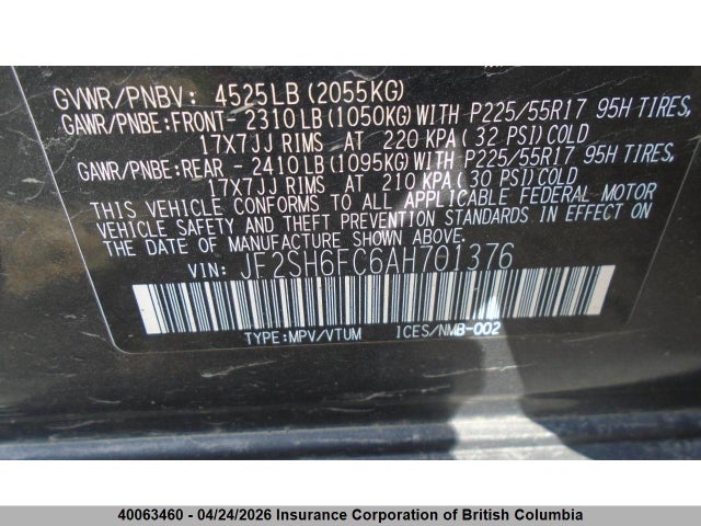 Aukcja sprzedaży 2010 Subaru Forester 2.5xt Limited, vin: JF2SH6FC6AH701376, numer aukcji: 40063460