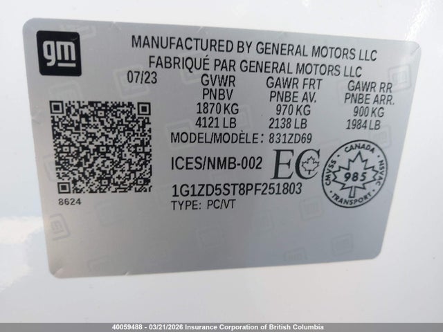 1G1ZD5ST8PF251803 Chevrolet MALIBU LT