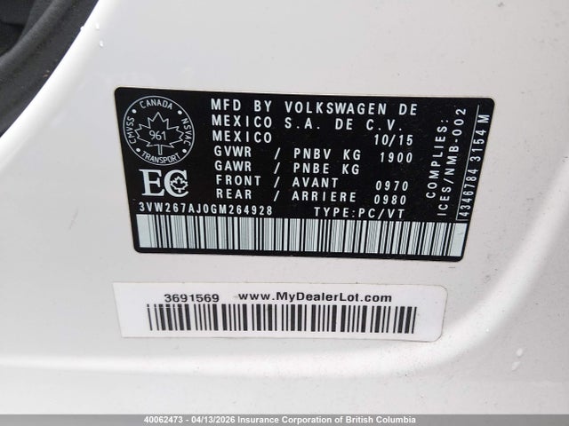 3VW267AJ0GM264928 Volkswagen JETTA S