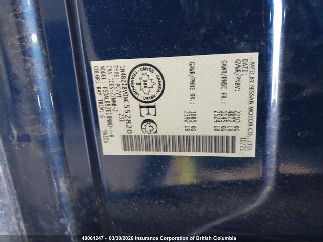 1N4BZ1BV0NC552820 Nissan Leaf S Plus