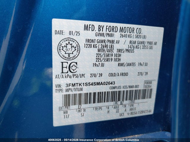 3FMTK1S54SMA02643 Ford Mustang Mach-e Select