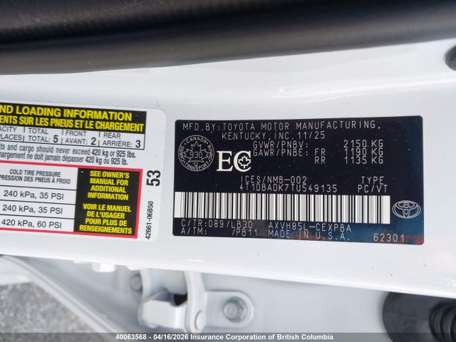 4T1DBADK7TU549135 Toyota Camry