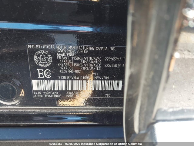 2020 Toyota Rav4 Le მანქანა იყიდება აუქციონზე, vin: 2T3B1RFVXLW114696, აუქციონის ნომერი: 40056553