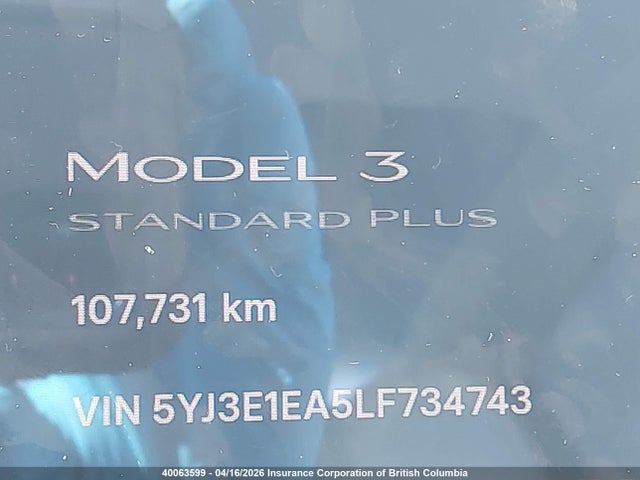 5YJ3E1EA5LF734743 Tesla MODEL 3