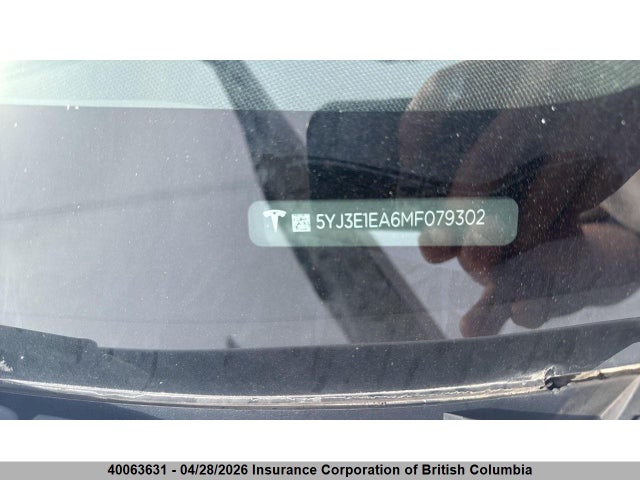 2021 Tesla Model 3 მანქანა იყიდება აუქციონზე, vin: 5YJ3E1EA6MF079302, აუქციონის ნომერი: 40063631