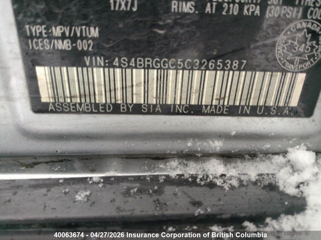 Aukcja sprzedaży 2012 Subaru Outback 2.5i Premium, vin: 4S4BRGGC5C3265387, numer aukcji: 40063674