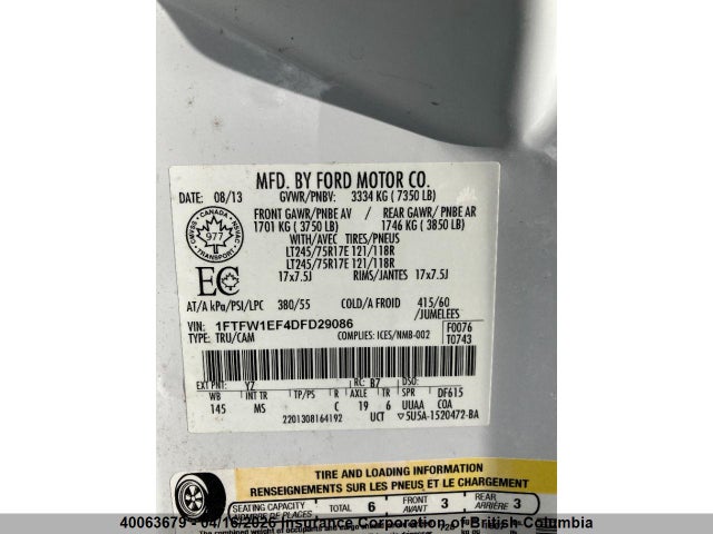 2013 Ford F150 მანქანა იყიდება აუქციონზე, vin: 1FTFW1EF4DFD29086, აუქციონის ნომერი: 40063679