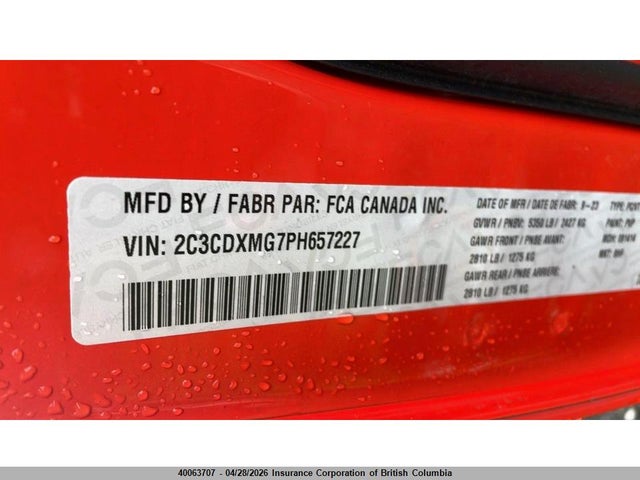 2C3CDXMG7PH657227 Dodge CHARGER GT