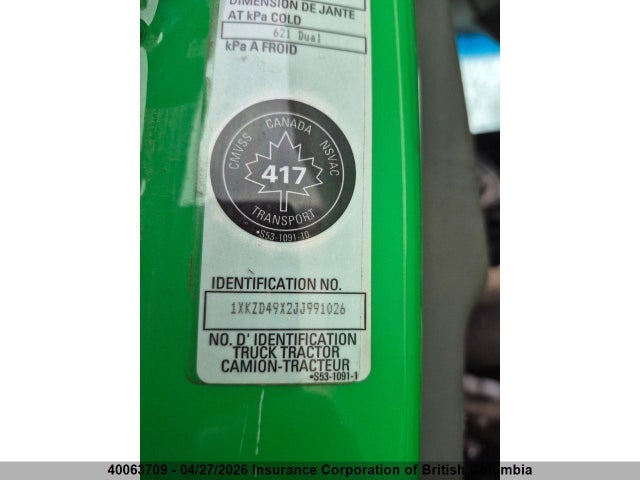 1XKZD49X2JJ991026 Kenworth Construction T880