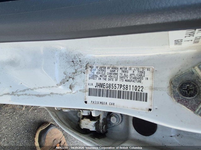 Aukcja sprzedaży 1993 Honda Civic, vin: JHMEG8557PS811022, numer aukcji: 40063770