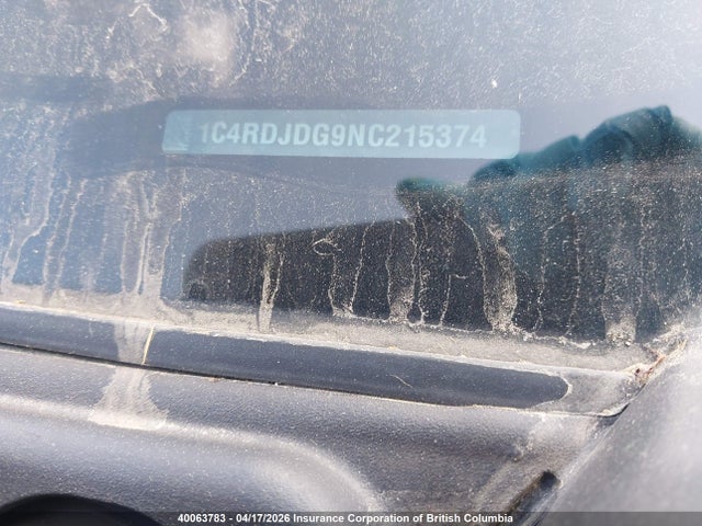 40063783 :رقم المزاد ، 1C4RDJDG9NC215374 vin ، 2022 Dodge Durango Gt مزاد بيع