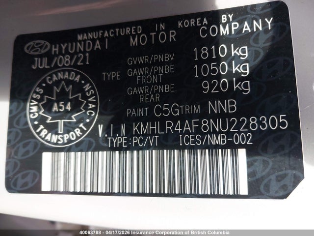 KMHLR4AF8NU228305 Hyundai Elantra N Line