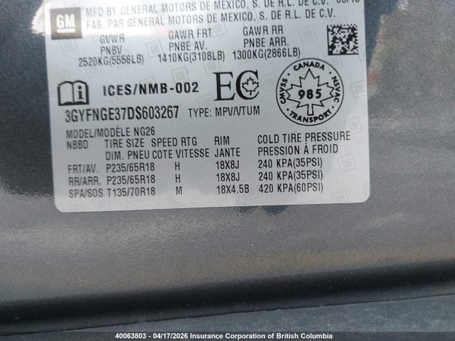 Aukcja sprzedaży 2013 Cadillac Srx, vin: 3GYFNGE37DS603267, numer aukcji: 40063803