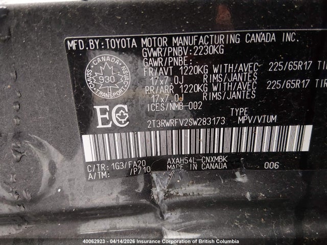 2T3RWRFV2SW283173 Toyota Rav4 Xle/woodland Edition